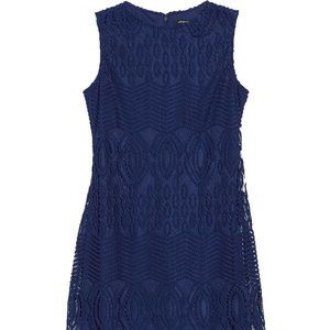 NWT Dark Blue Sleeveless Lace Sheath Dress 4P